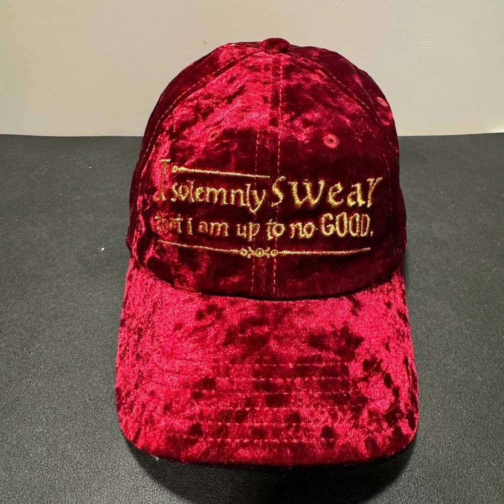 Harry Potter Hat Cap Men OS Burgundy Red Velvet‎ Marauders Map Wizarding World